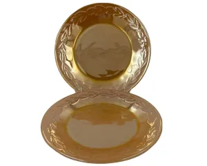 Vintage Fire King Peach Lustre Glass Laurel Salad Plate Pair 7 5/8