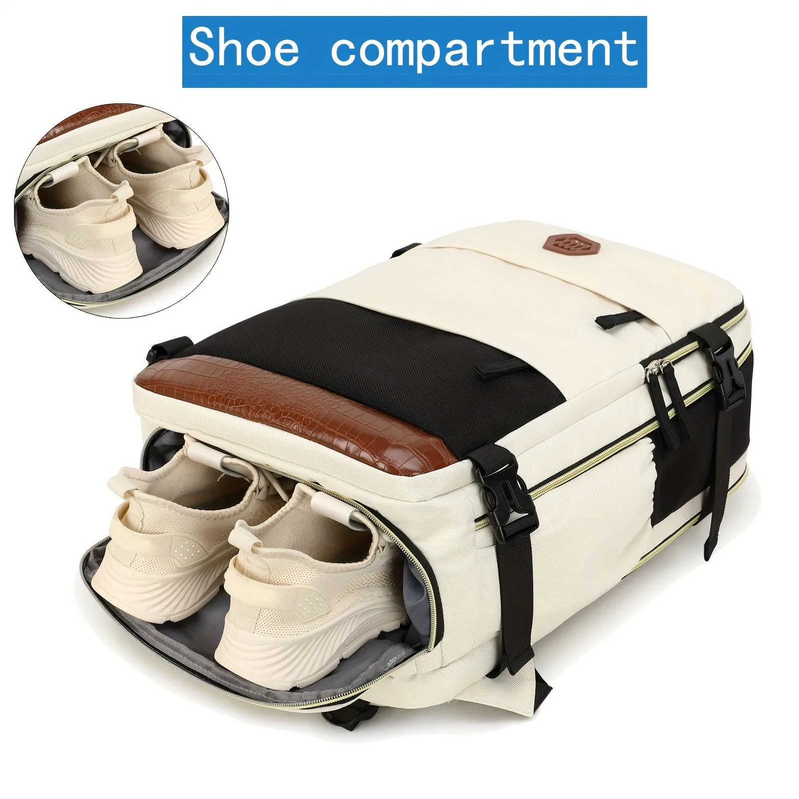 Waterproof Mens Travel Backpack with Shoe Compartment and Laptop Sleeve