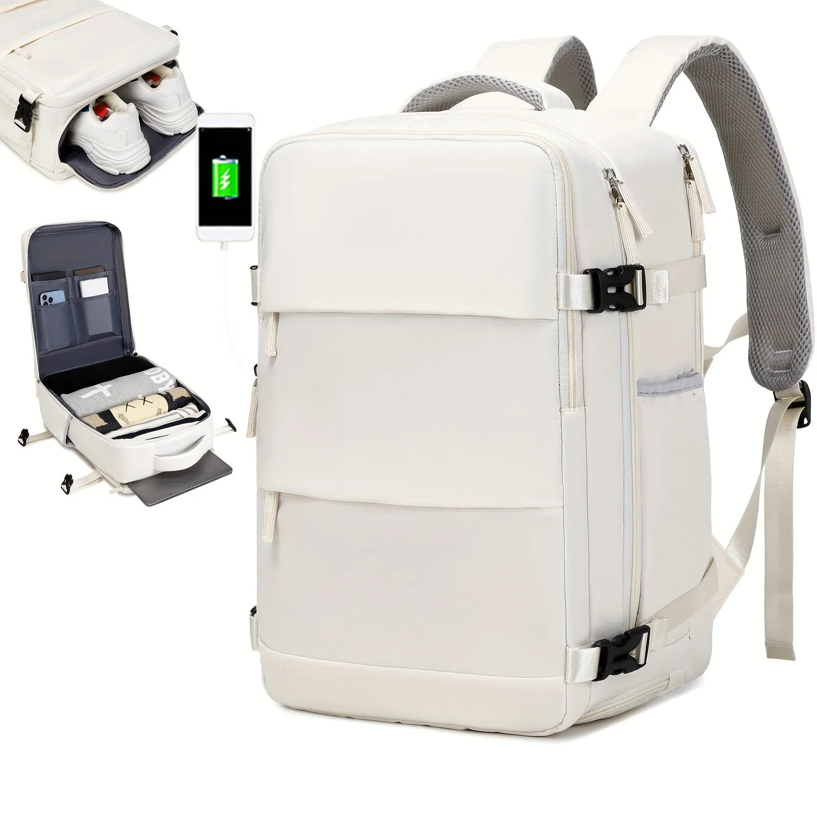 Waterproof Mens Travel Backpack with Shoe Compartment and Laptop Sleeve