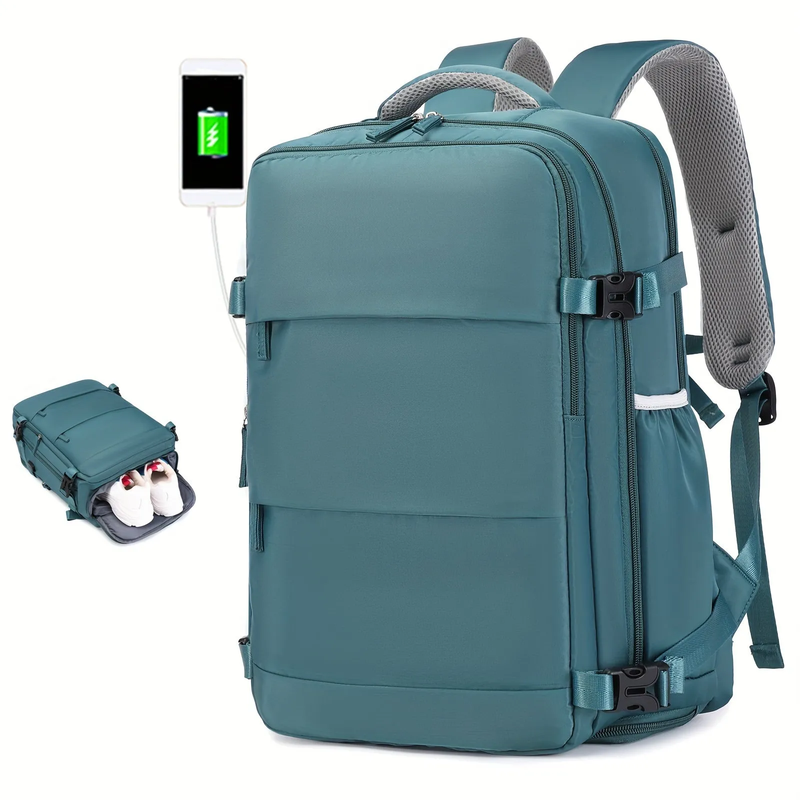 Waterproof Mens Travel Backpack with Shoe Compartment and Laptop Sleeve