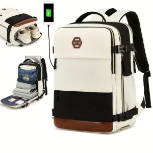 Waterproof Mens Travel Backpack with Shoe Compartment and Laptop Sleeve