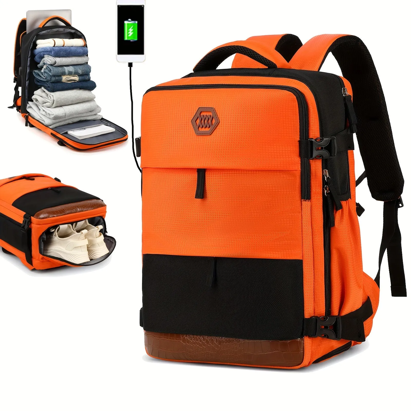 Waterproof Mens Travel Backpack with Shoe Compartment and Laptop Sleeve