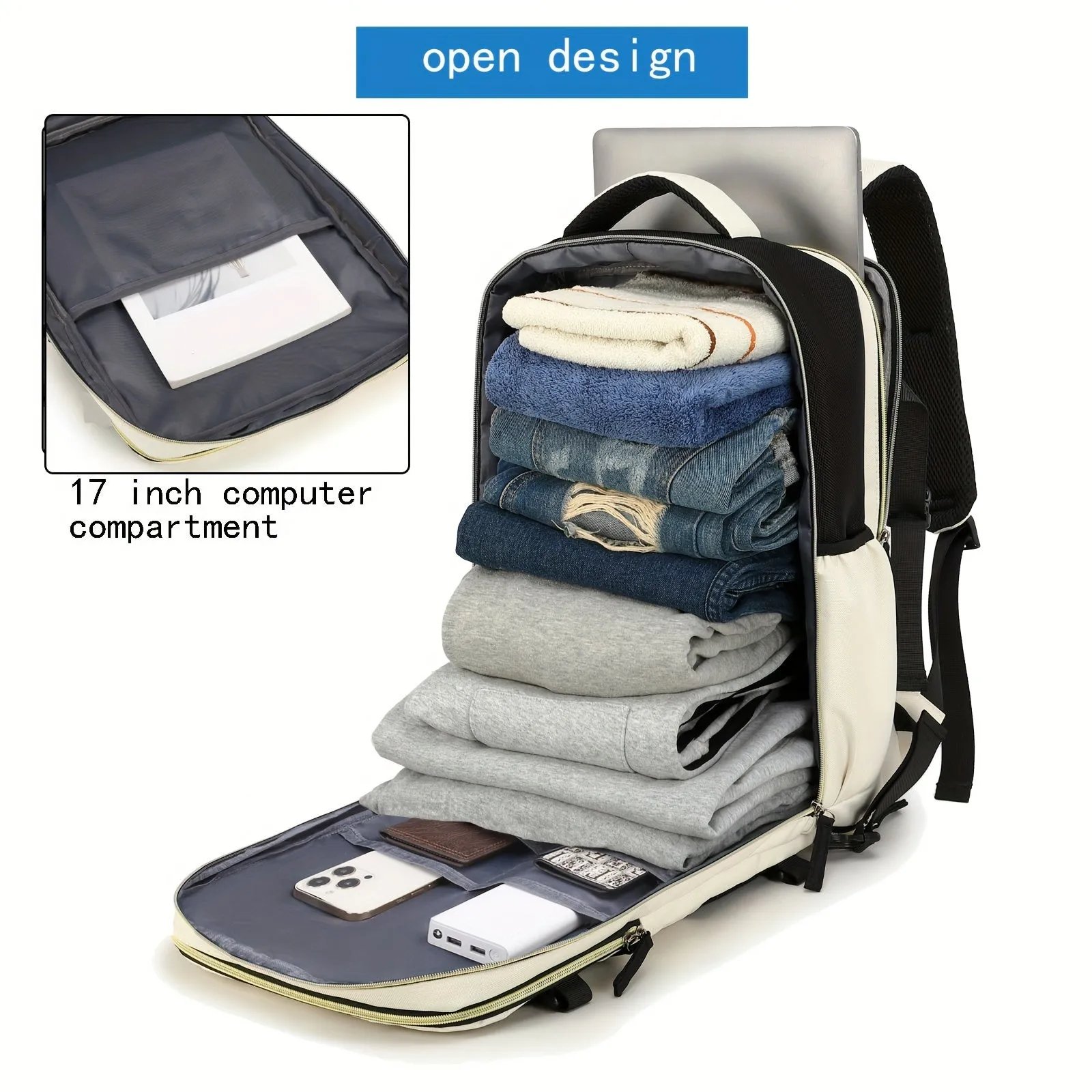 Waterproof Mens Travel Backpack with Shoe Compartment and Laptop Sleeve