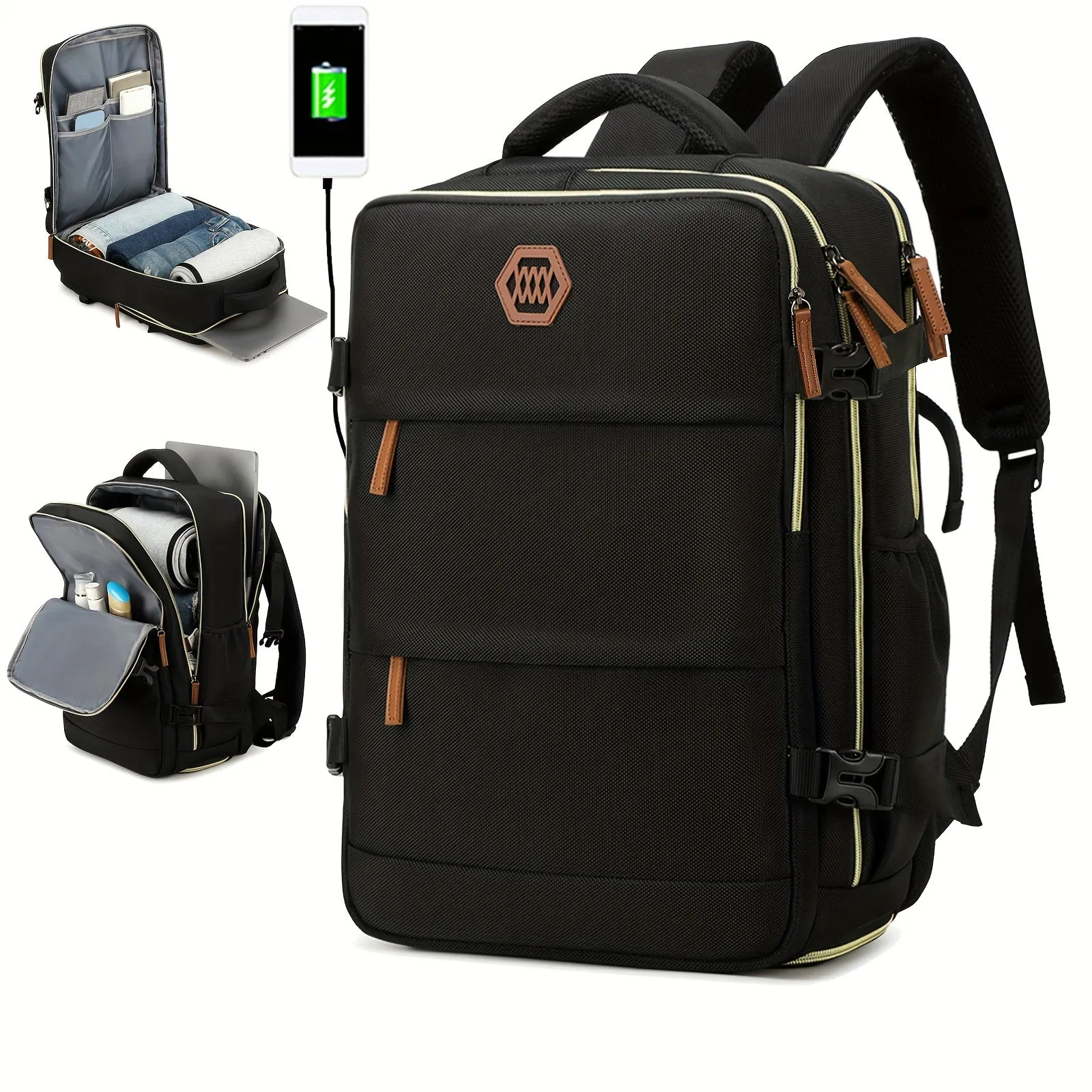 Waterproof Mens Travel Backpack with Shoe Compartment and Laptop Sleeve