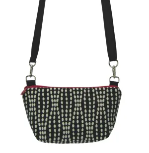 Wavy Dots in Black | Black Nylon | Pink Zipper | RTS Traveler Belt Bag
