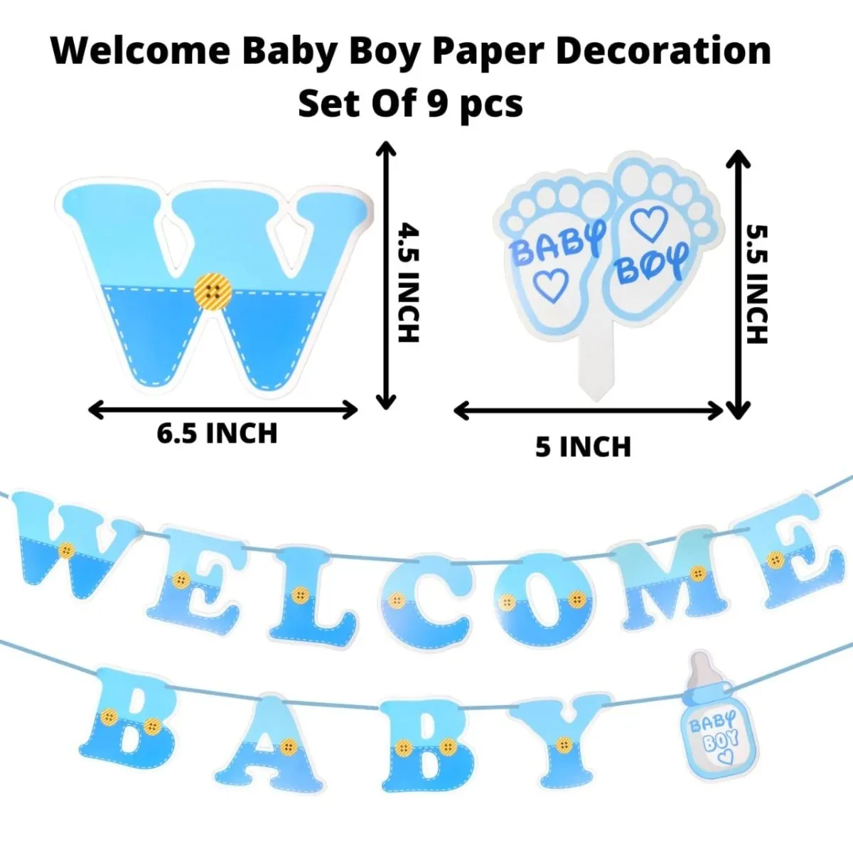 Welcome Home Baby Boy Decoration Baby Kit 9 Pcs With 30 Pcs Balloon