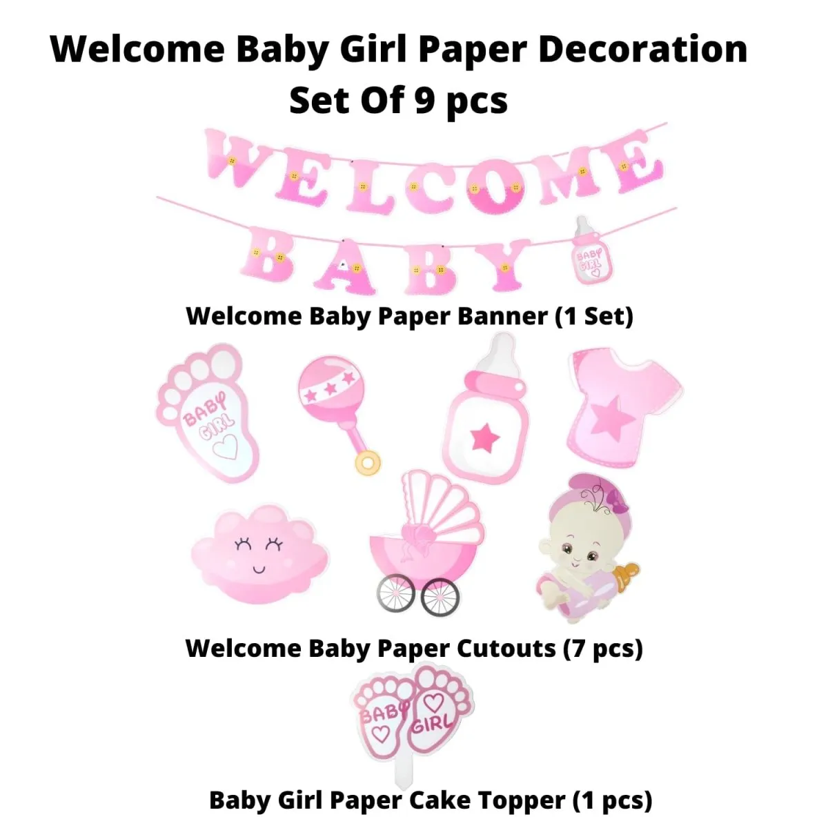 Welcome Home Baby Boy Decoration Baby Kit 9 Pcs With 30 Pcs Balloon