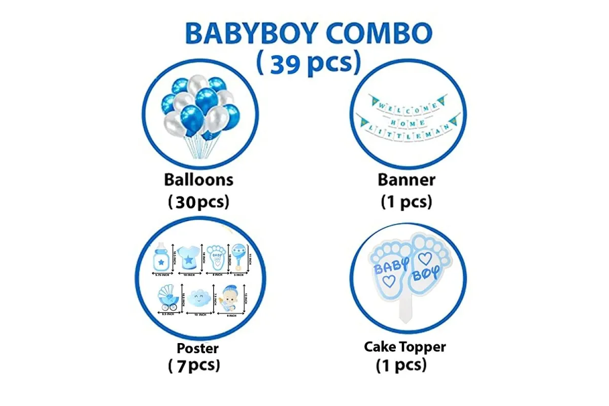 Welcome Home Baby Boy Decoration Baby Kit 9 Pcs With 30 Pcs Balloon