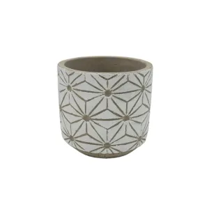 White Geometric Plant Pot