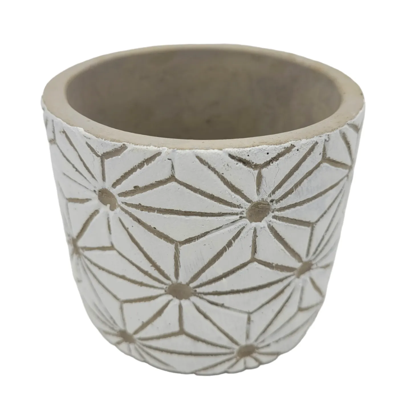 White Geometric Plant Pot