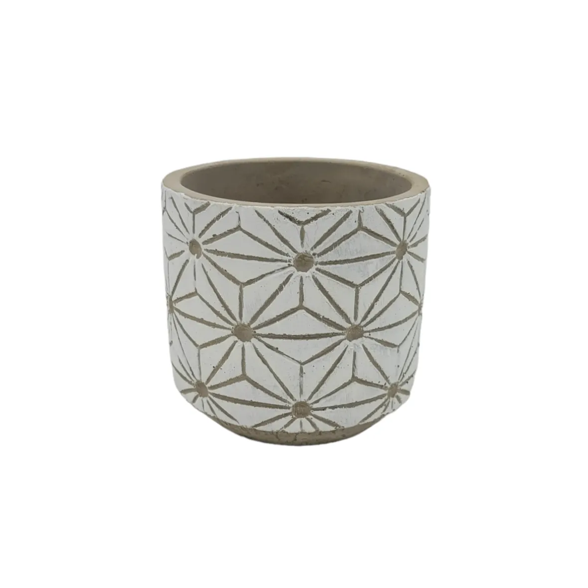 White Geometric Plant Pot