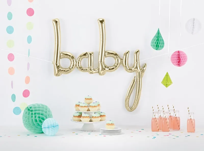 White Gold 'BABY' Script Balloon