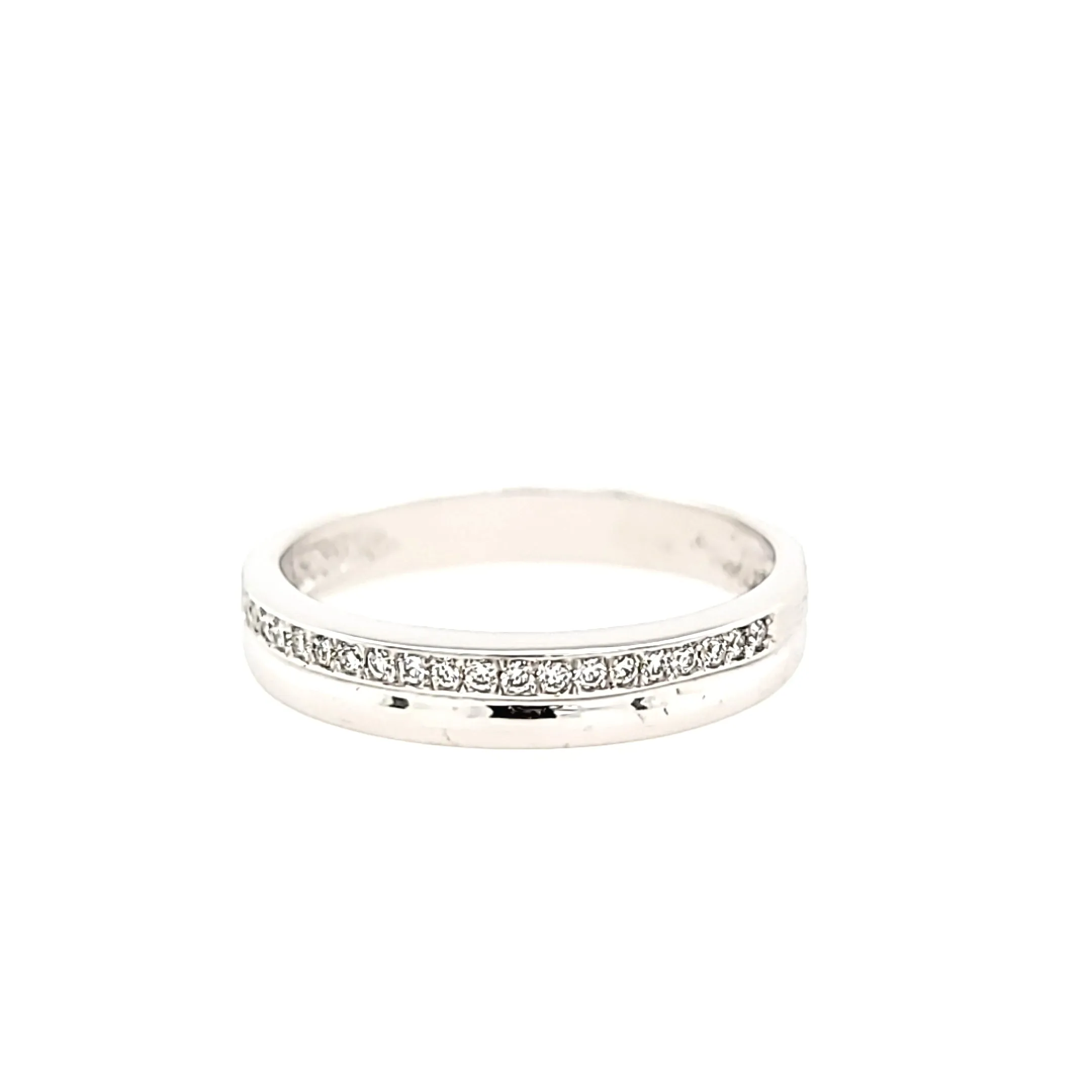 White Gold Diamond Row Textured Ring (I7267)