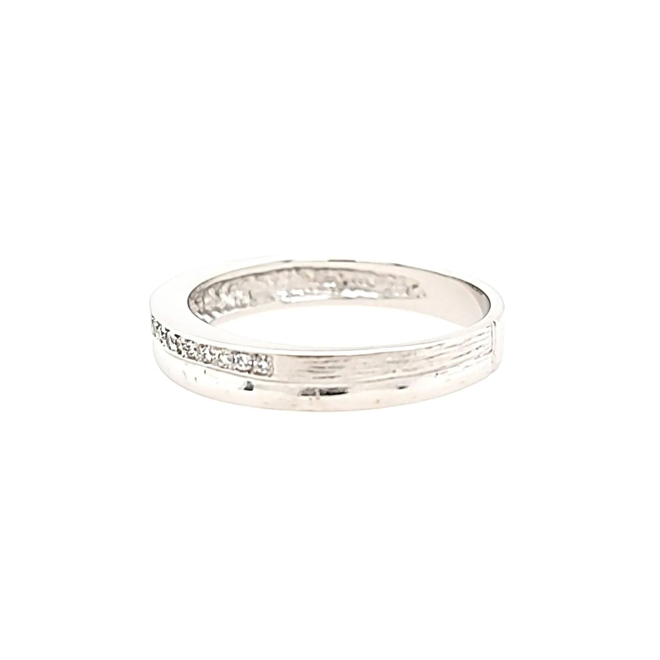 White Gold Diamond Row Textured Ring (I7267)