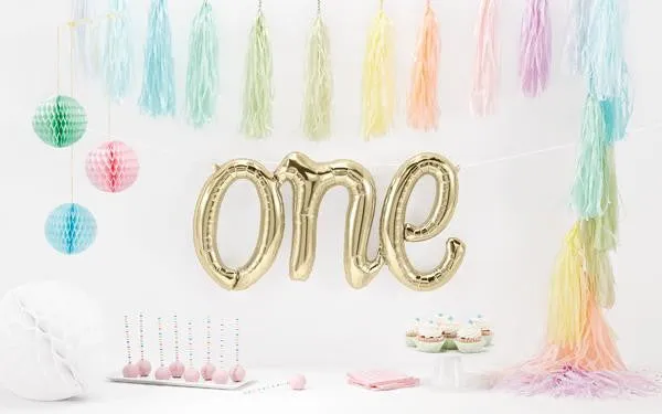 White Gold 'ONE' Script Balloon