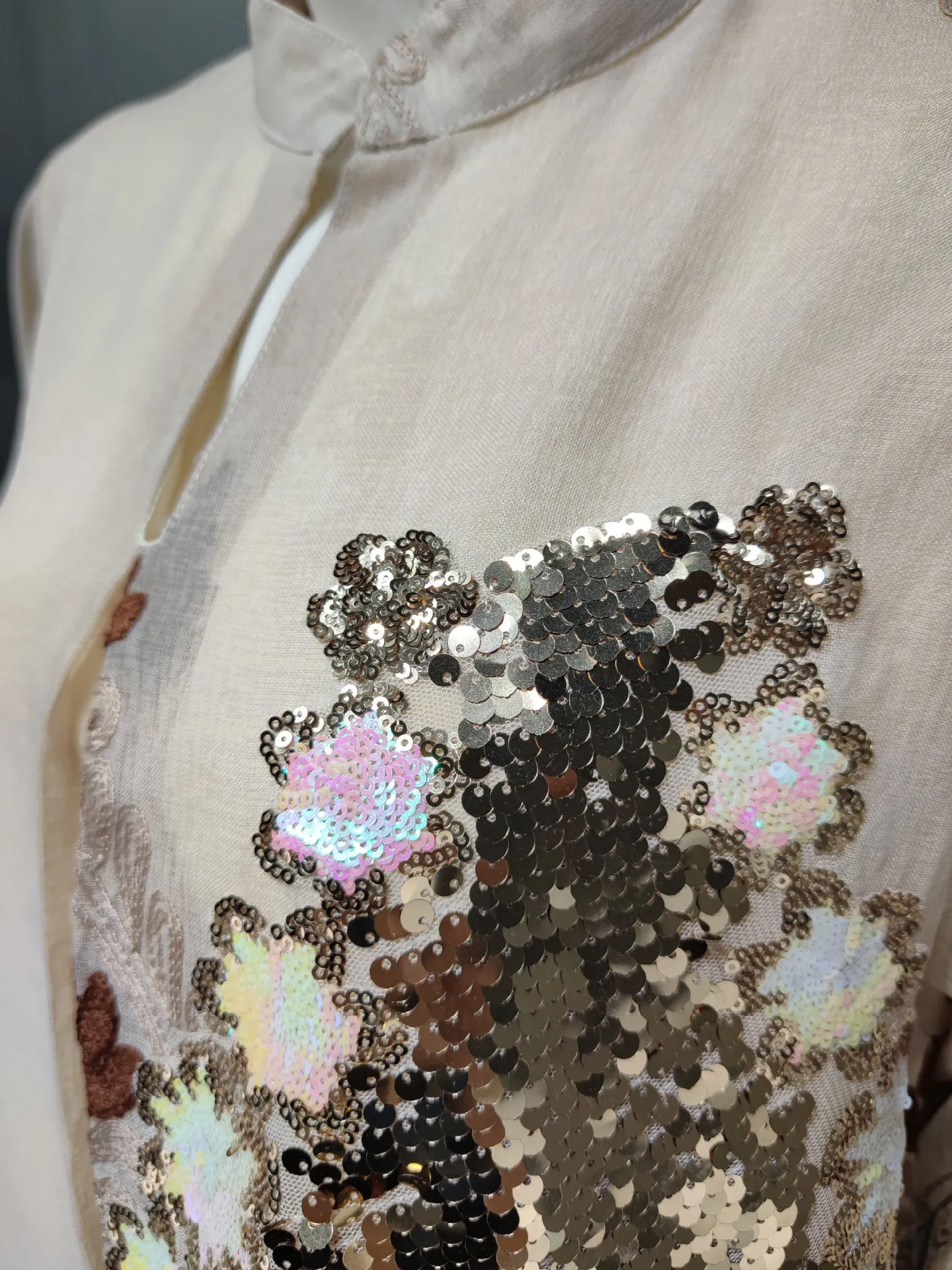 Wjczt Casual Traditional Festive Robe Muslim Abaya Lace Linen Four Sides Sequin Embroidery Skirt Skin Tone Loose Fashion Dress Ab185