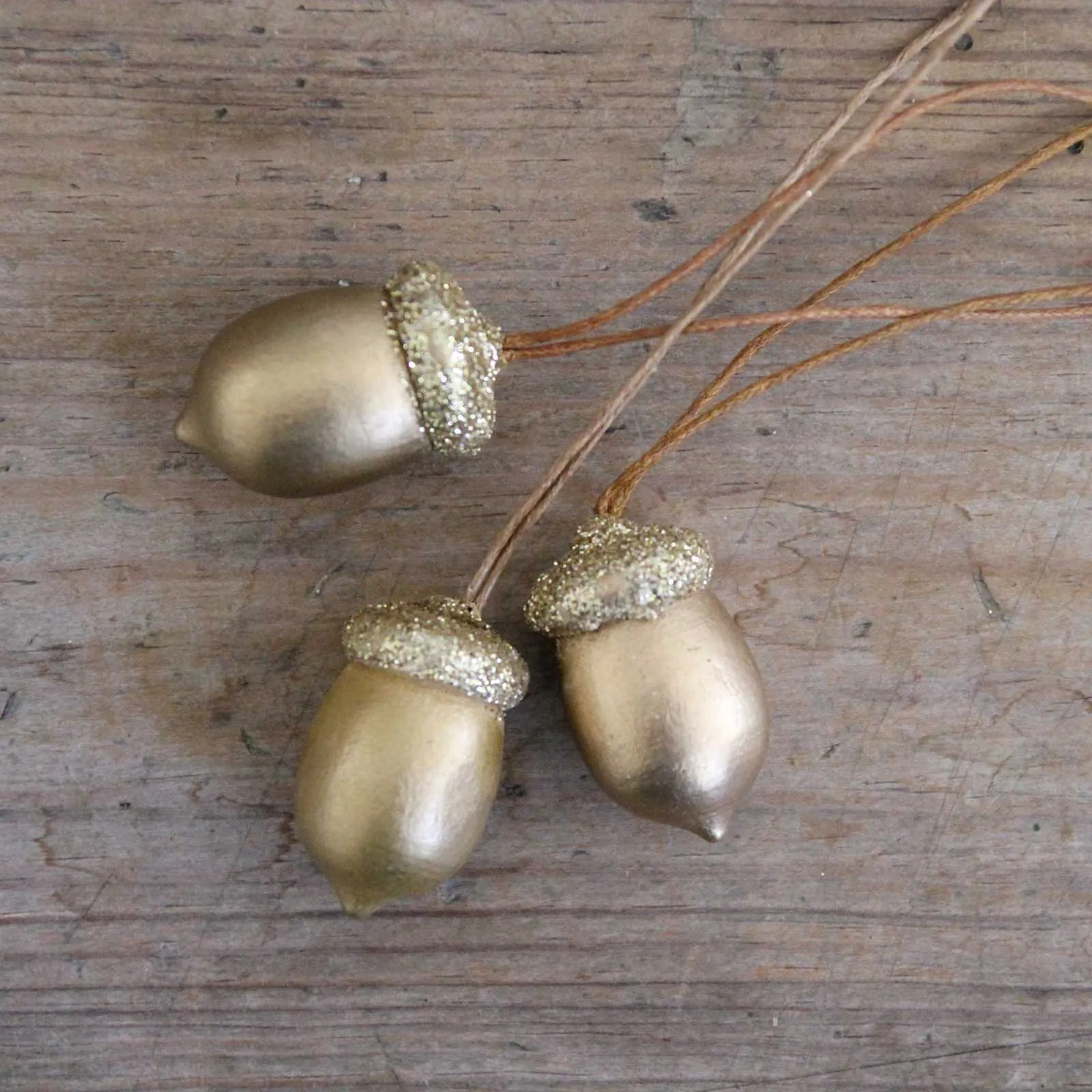 Wooden Gold Acorn Decoration