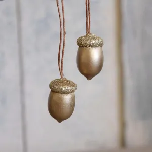 Wooden Gold Acorn Decoration