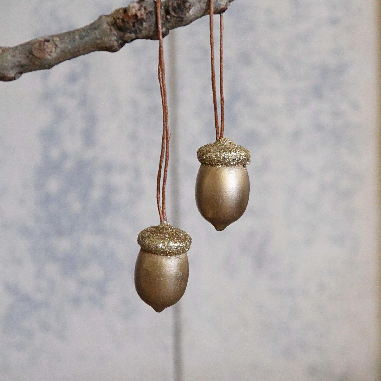 Wooden Gold Acorn Decoration