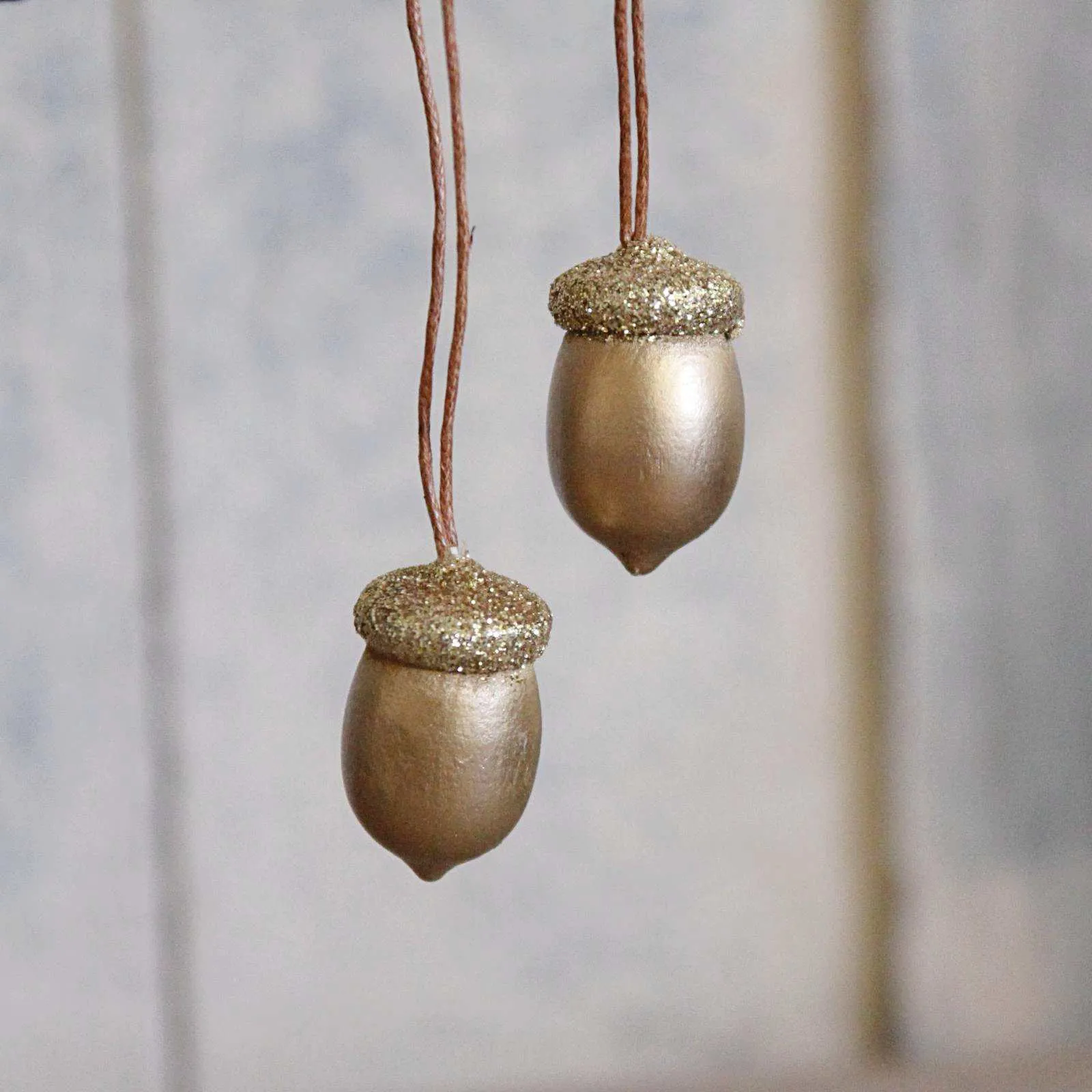 Wooden Gold Acorn Decoration