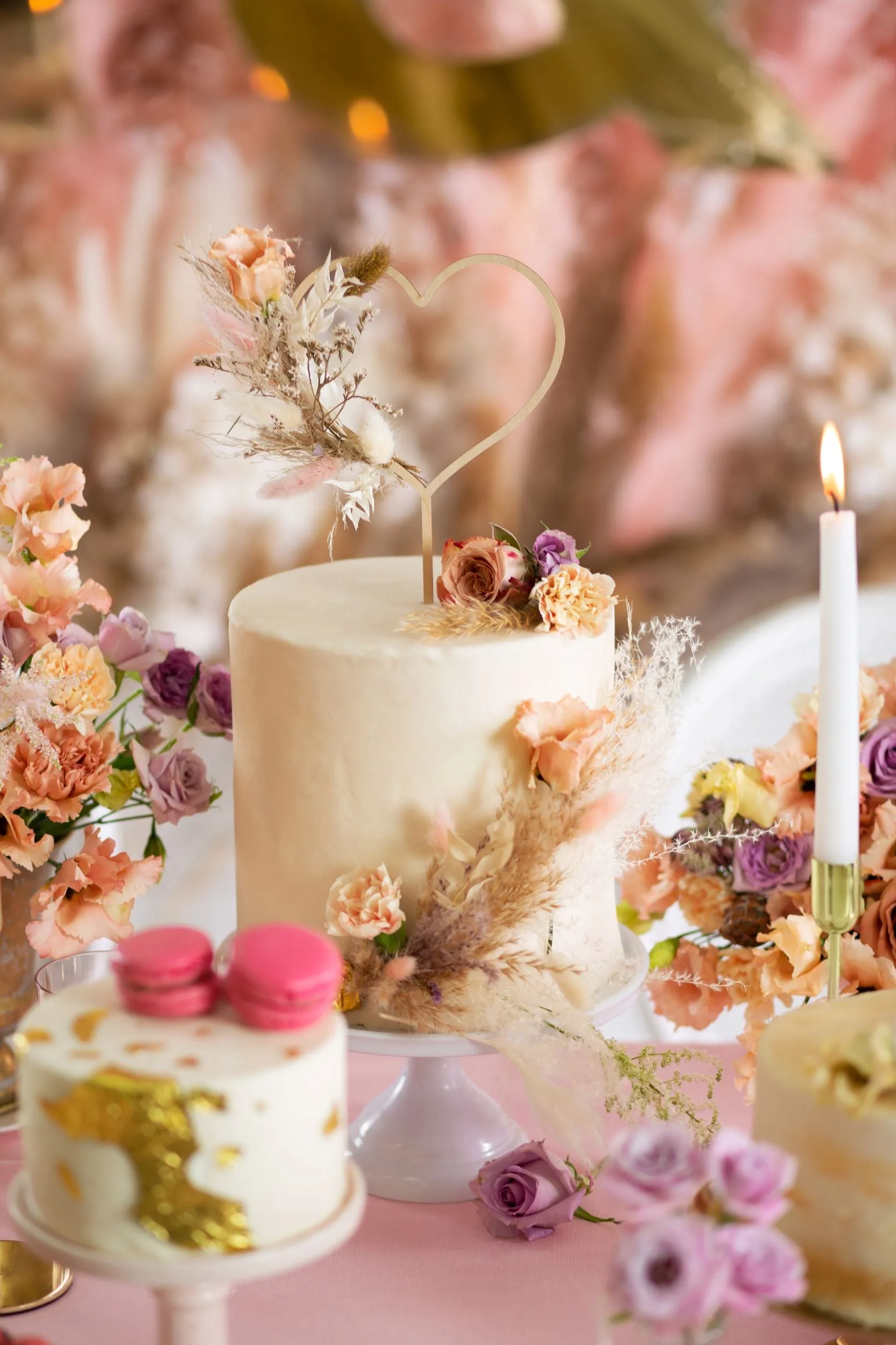 Wooden Heart Cake Topper