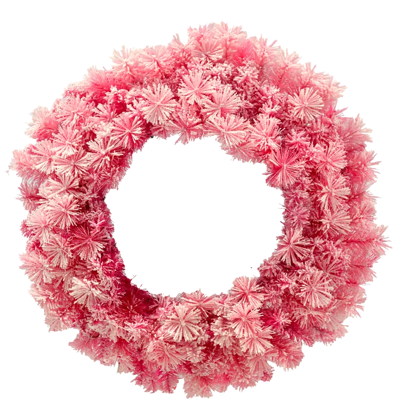 Wreath Pink Flocked 60cm