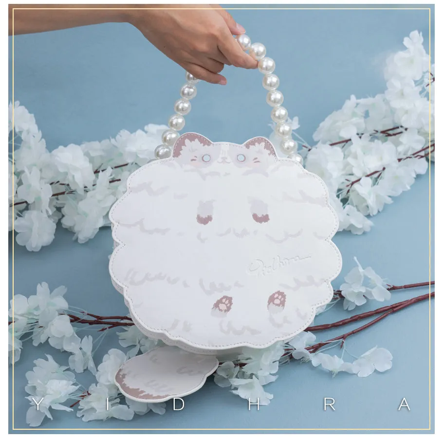 Yidhra~Printed Kawaii Cat Leather Shoulder Bag