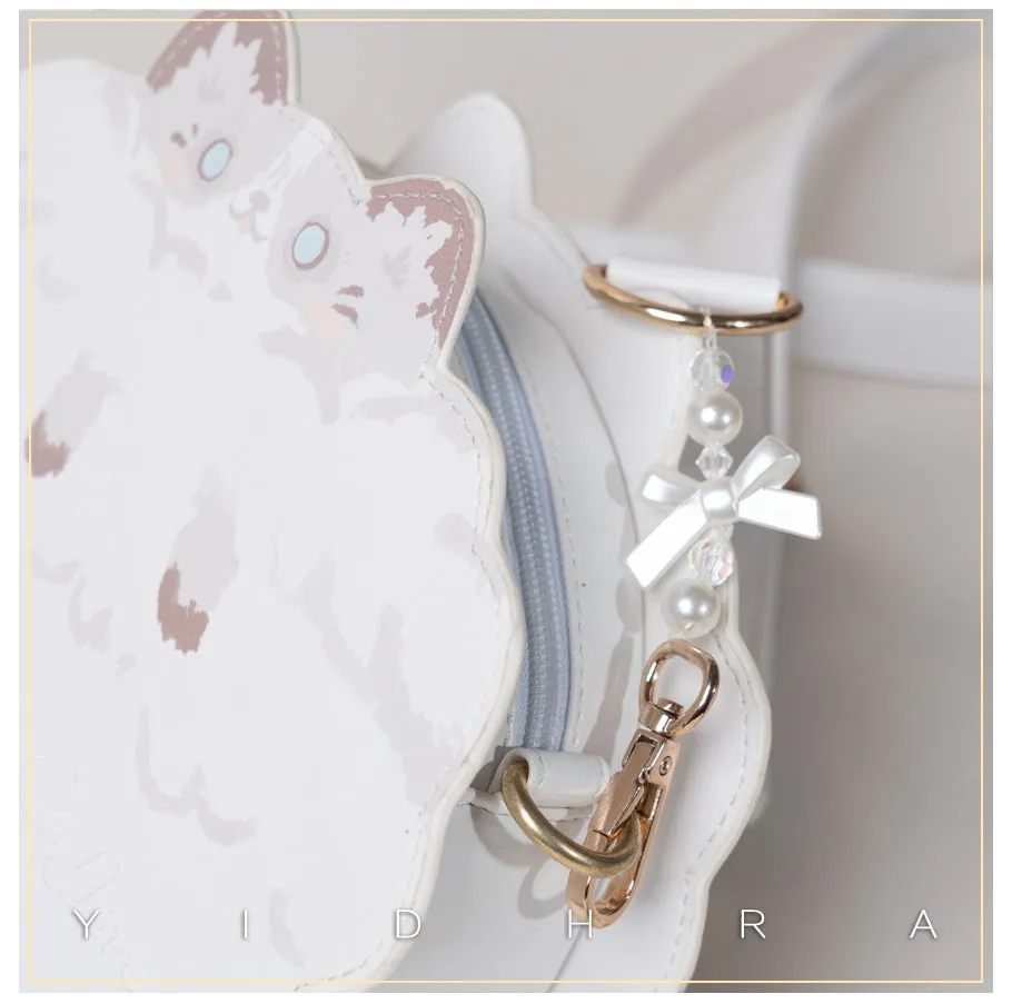 Yidhra~Printed Kawaii Cat Leather Shoulder Bag